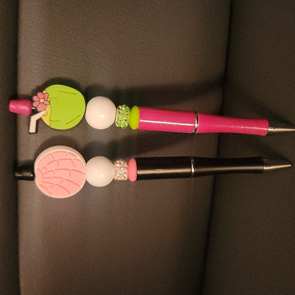 Pink Concha and Coconut Drink Beaded Pens